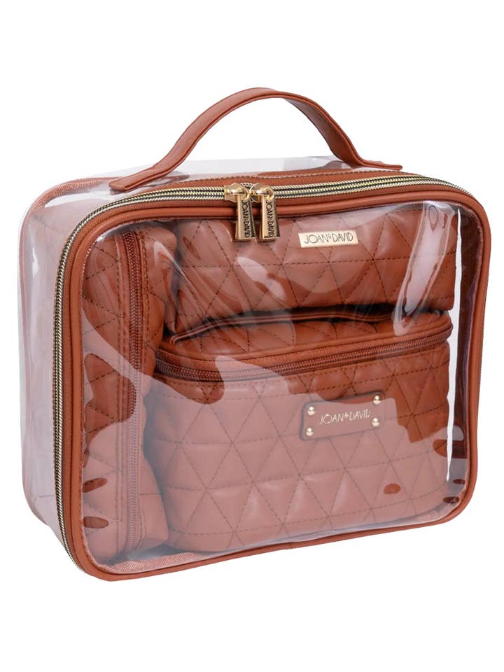 Ensemble de 4 trousses cosmétiques matelassées en triangle Joan & David pour la vente par Magid