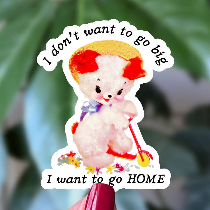 Funny Vintage Dog Sticker, I Want to Go Home for wholesale by Moonlit Creations