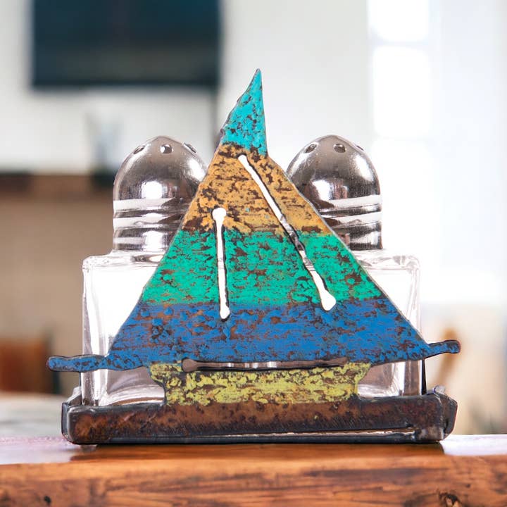 Sailboat Salt and Pepper nautical recycle kitchen utensils for wholesale by Whimsies