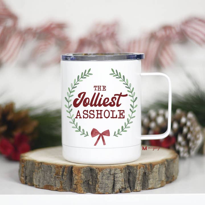 Mugsby - Wholesale Insulated Mug/Tumbler - The Jolliest Asshole Christmas Travel Cup