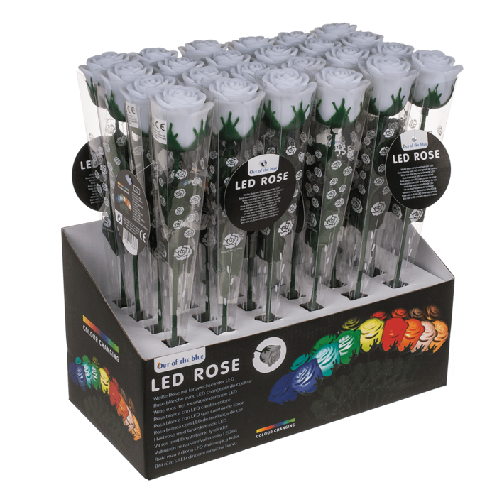 Out of the blue KG - Wholesale Artificial Flowers - White plastic rose with colour changing LED2