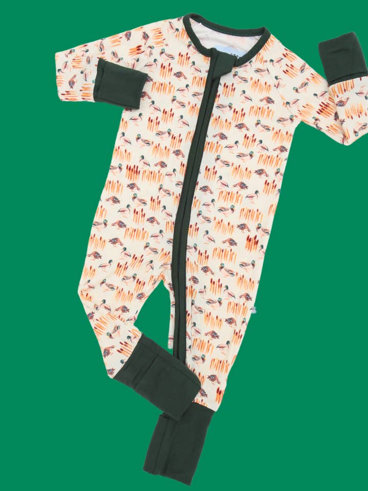 Maynard Mallard - Bamboo Onesie PJs for wholesale by Main Street Smocking Company