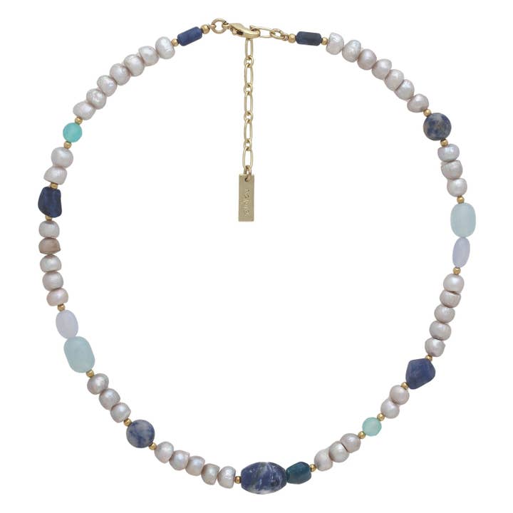 PALAWAN collier mix pierres et perles d'eau douce gris cla pour la vente par Nature Bijoux