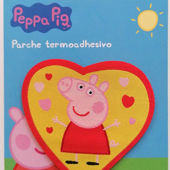 yellows Iron-on Patch - Peppa Pig Heart 1 for wholesale on Faire