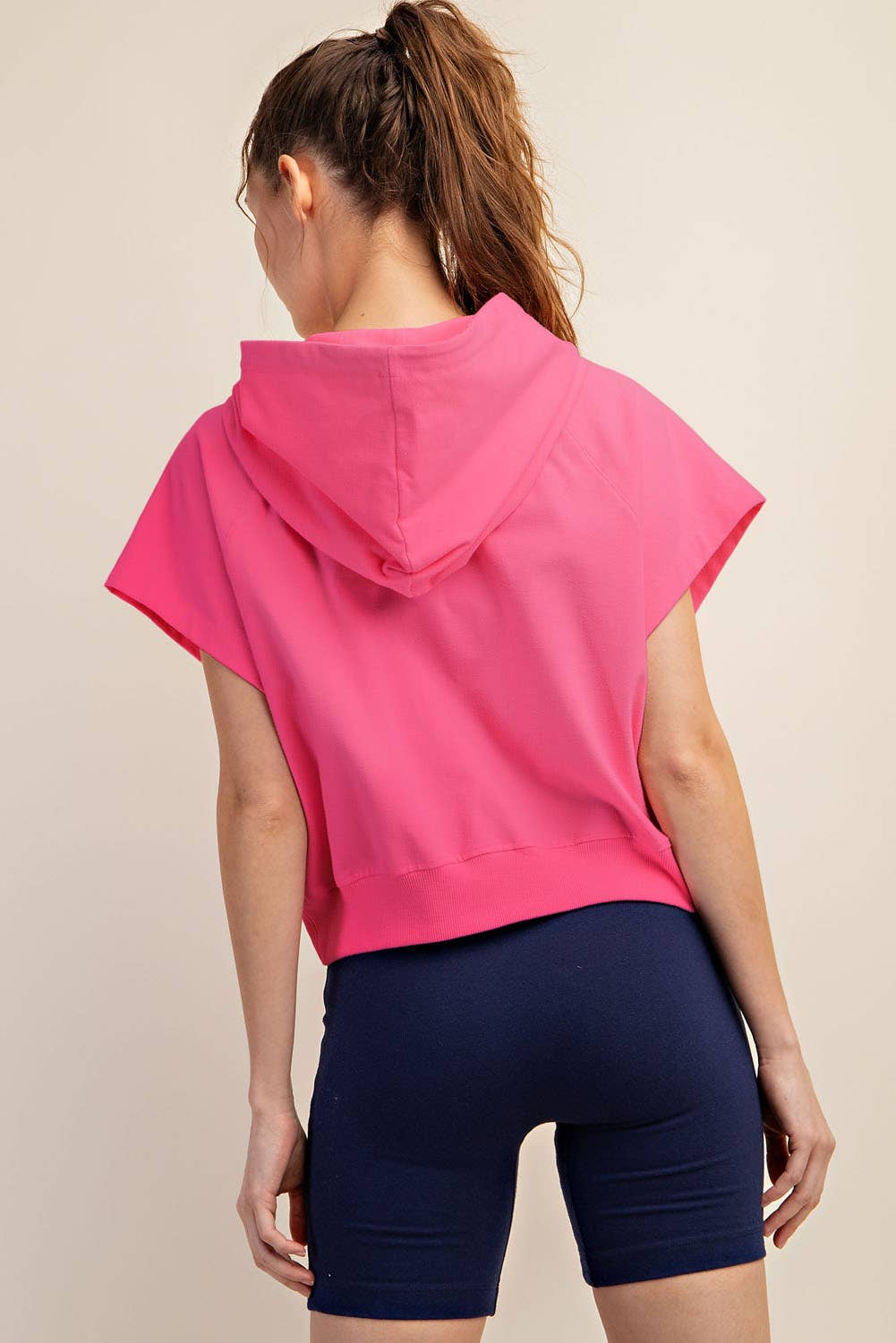 Rae Mode - Wholesale Hoodie - Women's - COTTON LYCRA SHORT SLEEVE HOODIE TOP34