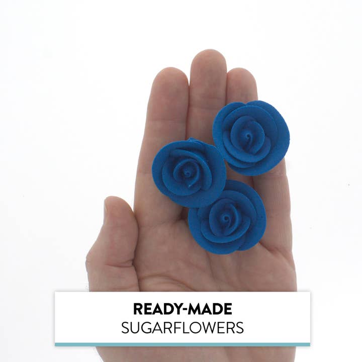 Global Sugar Art - Wholesale Cake/Cupcake Topper - Premium Edible Roses for Cakes and Cupcakes, Sweet Royal Icing Roses, by Global Sugar Art, Royal Blue2