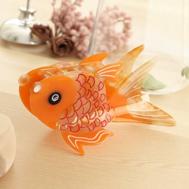 SoapElenGlen - Wholesale Hair Clip - Women's - Adorable Goldfish - Inspired Fish Acetate Hair Claw Clip0
