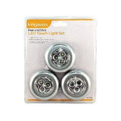 Rinkit Ltd - Wholesale Accent/Desk Lamp - Silver 3 LED Touch Plastic Puck Lights - Pack of 3 - By Kingavon