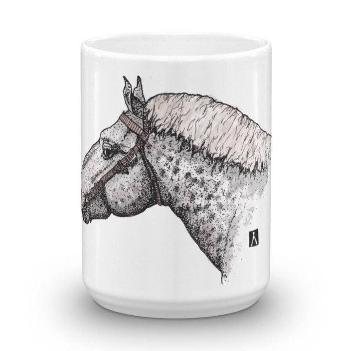 White Coffee Mug With Percheron Horse for wholesale by Bellavance Ink