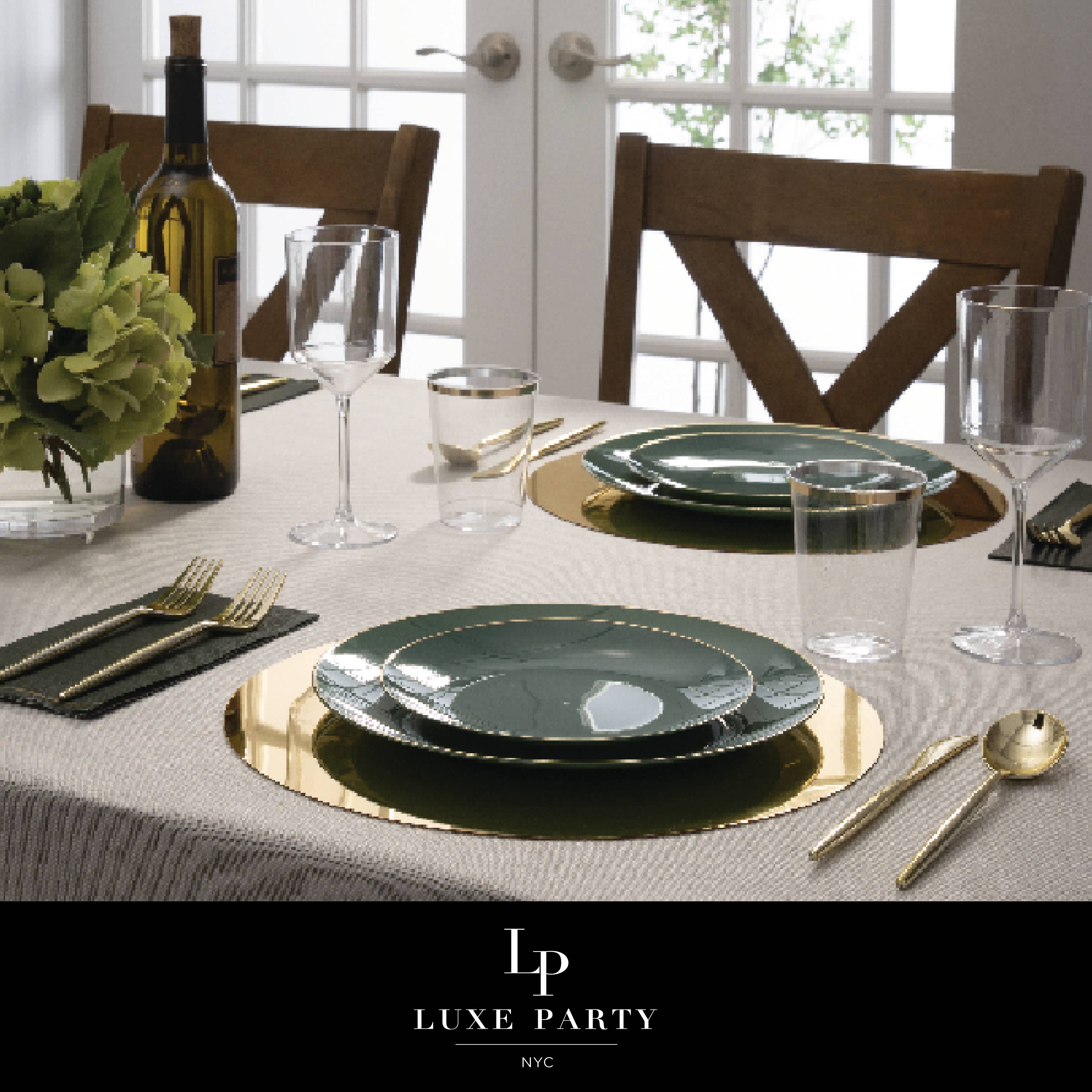 Luxe Party - Vente Assiette - Round Sage Green • Assiettes en plastique doré | Paquet de 101