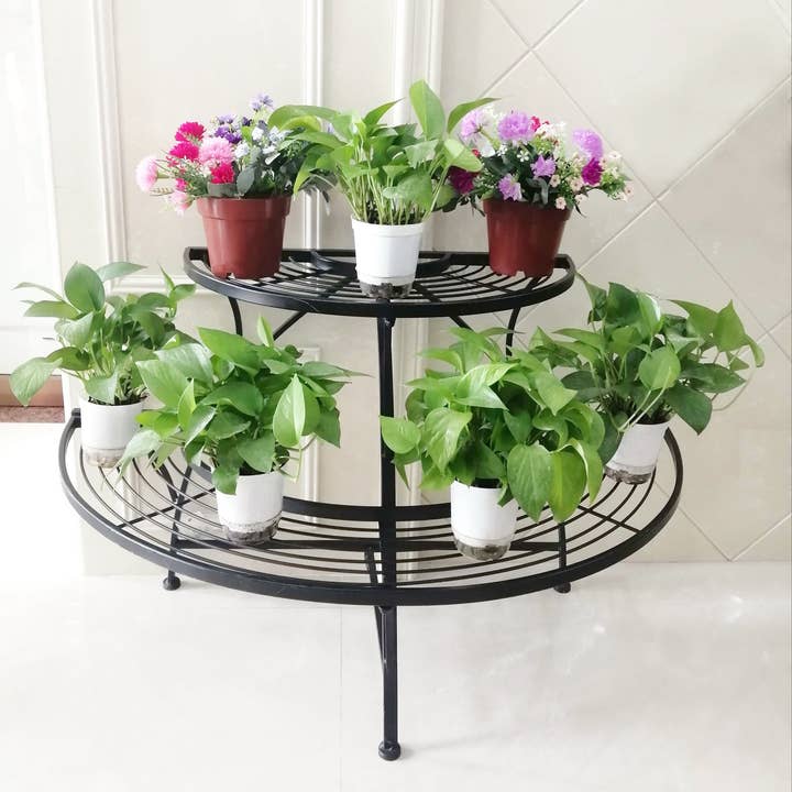 Black Semi-Circle Plant And Display Stand for wholesale by Hi-Line Gift Ltd.