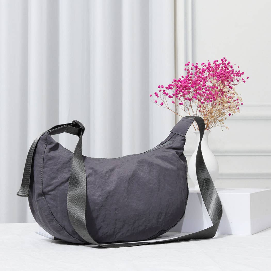 Fashion City - Wholesale Crossbody Bag - Women's - Nylon Half Moon Crossbody-Dark Colors0