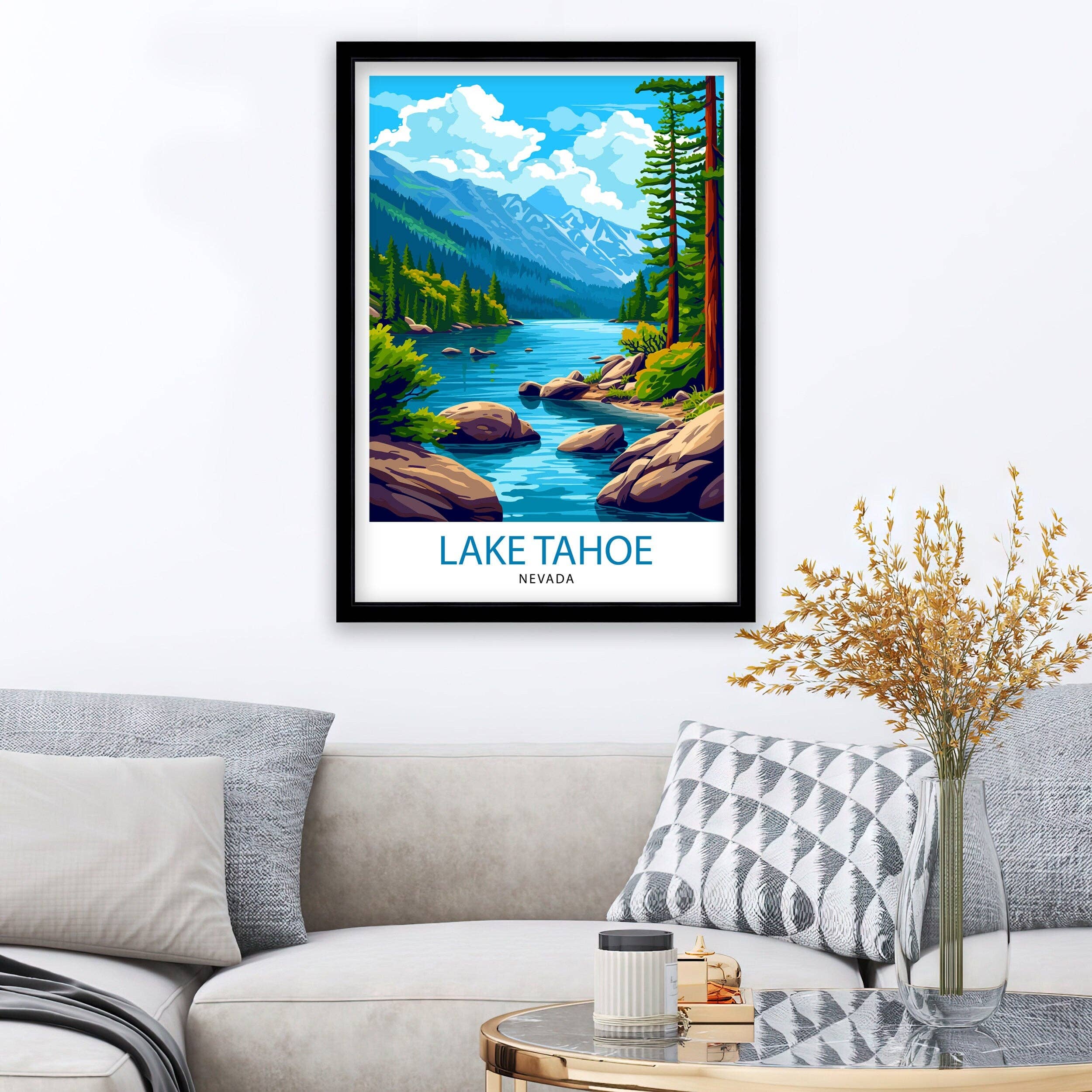 InkNPrintz – wholesale Art print – Lake Tahoe California Travel Poster Lake Tahoe4