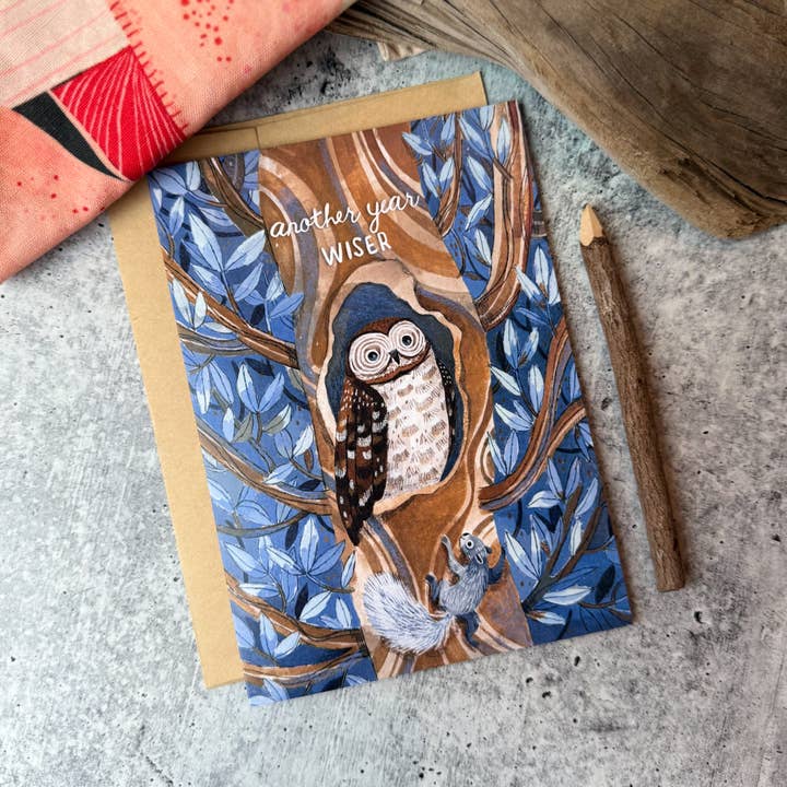 Owl Birthday Card for wholesale by Canyon & Cove Art
