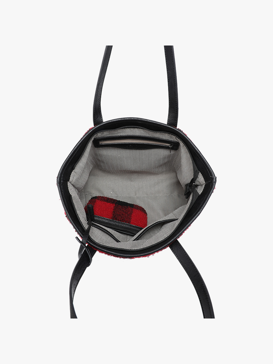 Jen & Co. - Wholesale Tote Bag - Women's - M2179SHP Goldie Sherpa Plaid Tote w/ Pouch4