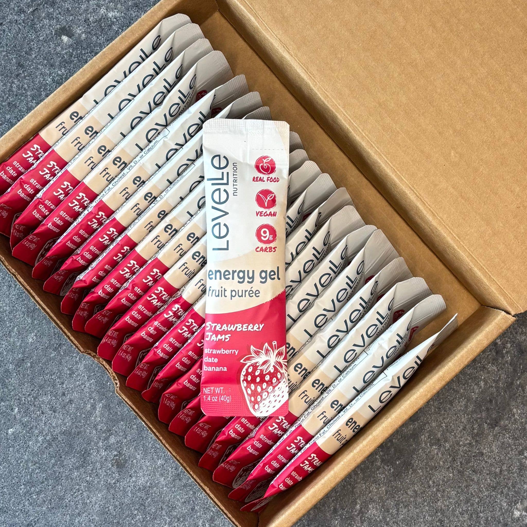 Levelle Nutrition - Wholesale Sports/Energy Drink - Strawberry Jams Energy Gel - Vegan (40g)8