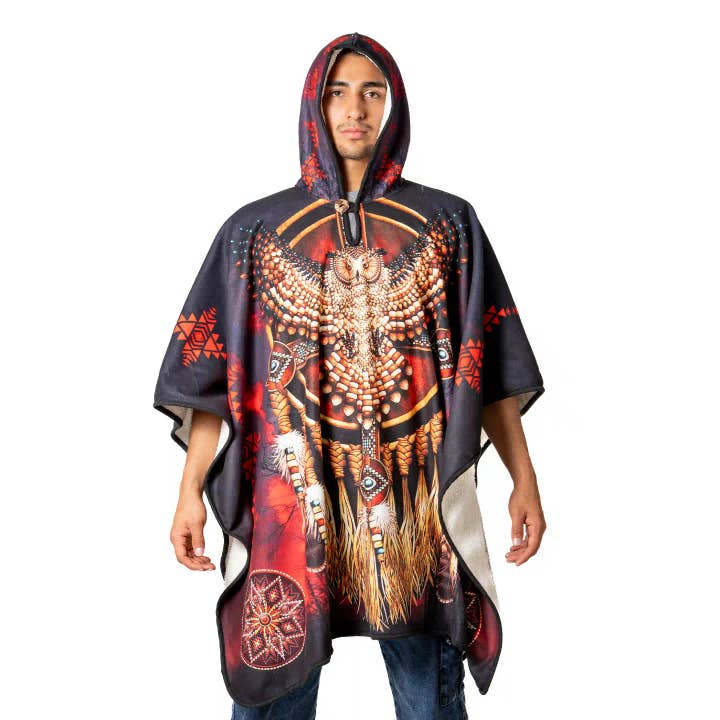Boho Festival Ullponcho Hoodie Handgjord Sublimerad Design för wholesale av EcuadorStores