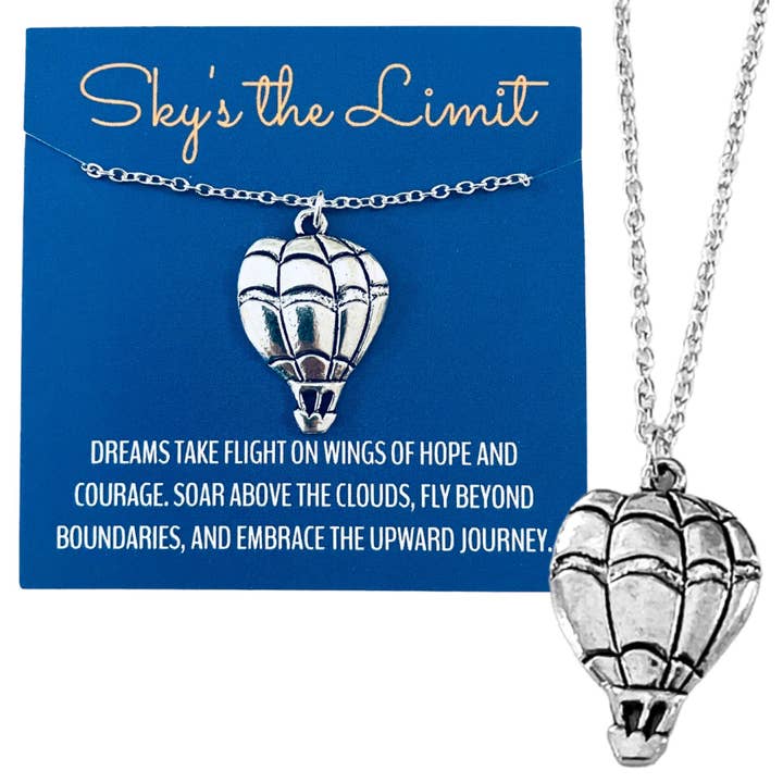 Silver Hot Air Balloon Necklace on "Sky's the Limit" Card and other Purchase Wholesale aero record federballe. Free Returns & Net 60 Terms on Faire trending on Faire.