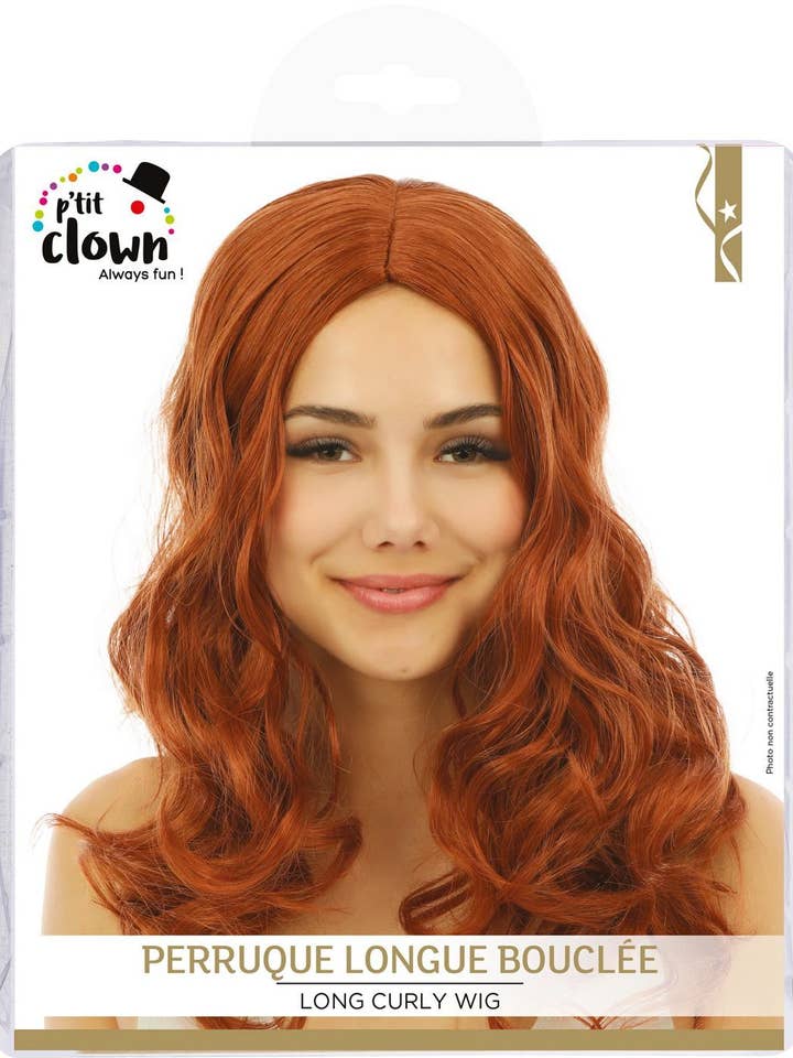 Peruca longa cacheada sem franja - ruiva por atacado de P'tit Clown