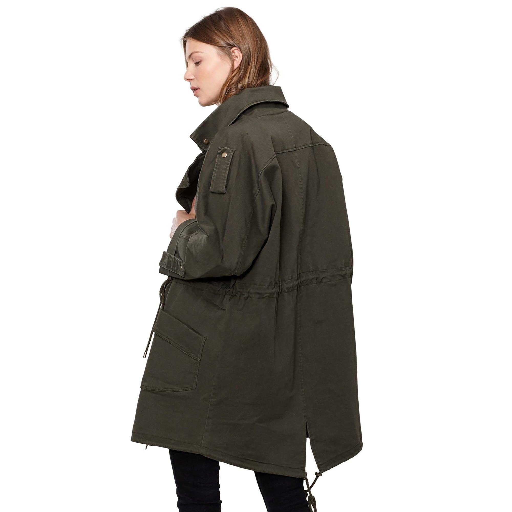 Women's Oversized Utility Jacket In Olive for wholesale on Faire3