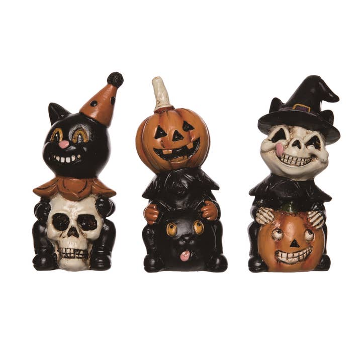 Transpac - Wholesale Decorative Figurine - Vintage Halloween Resin Character Figurine Set 4pcs