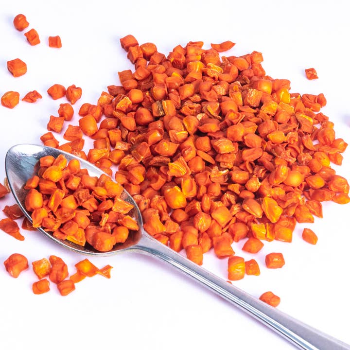 JUX Food – wholesale Dried/dehydrated vegetables – Carrot (80g), 100% Natural Freeze-Dried Chopped Carrot1
