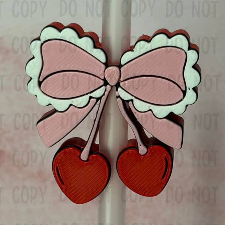 Kirsche mit Schleifen-Strohhalmaufsatz für den Großhandel von It's Transfer Time