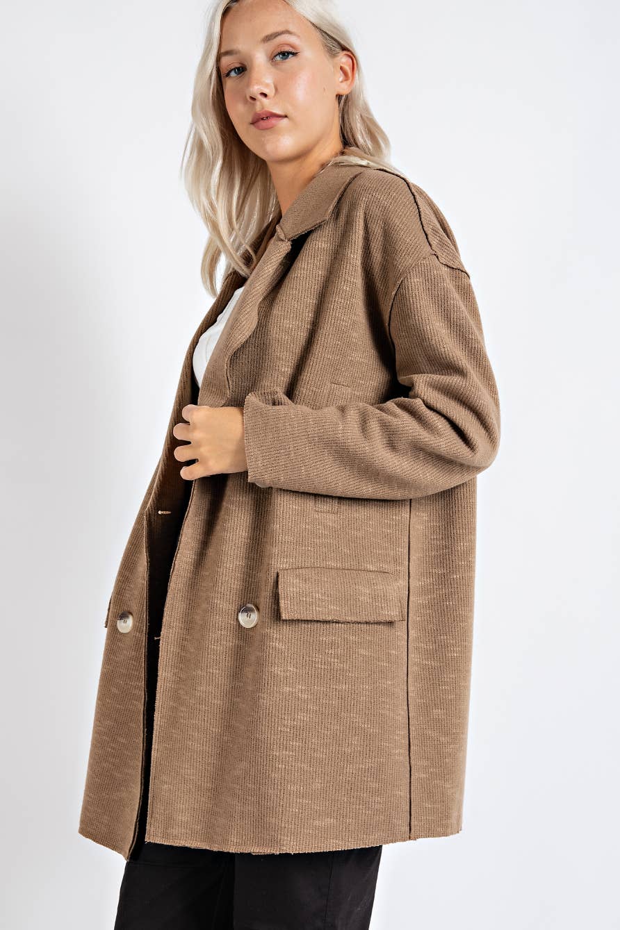MOCHA Tj1760 Double Breasted Midi Coat for wholesale on Faire2