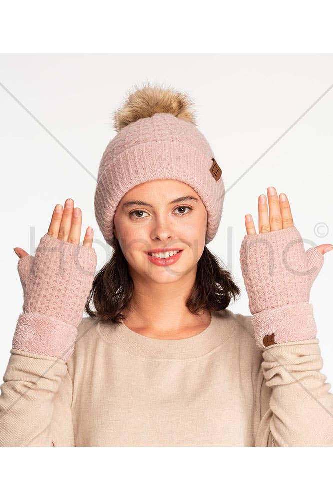 Hana - Wholesale Gloves - Women's - C.C Smocking Stitch Pattern Fingerless Gloves9