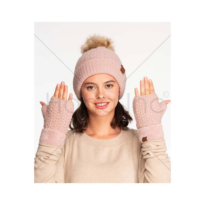 Hana - Wholesale Gloves - Women's - C.C Smocking Stitch Pattern Fingerless Gloves9