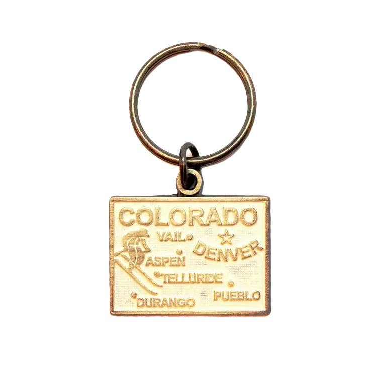 Gleeful Peacock - Wholesale Keychain - Unisex - Colorado Vintage State Map Keychain1