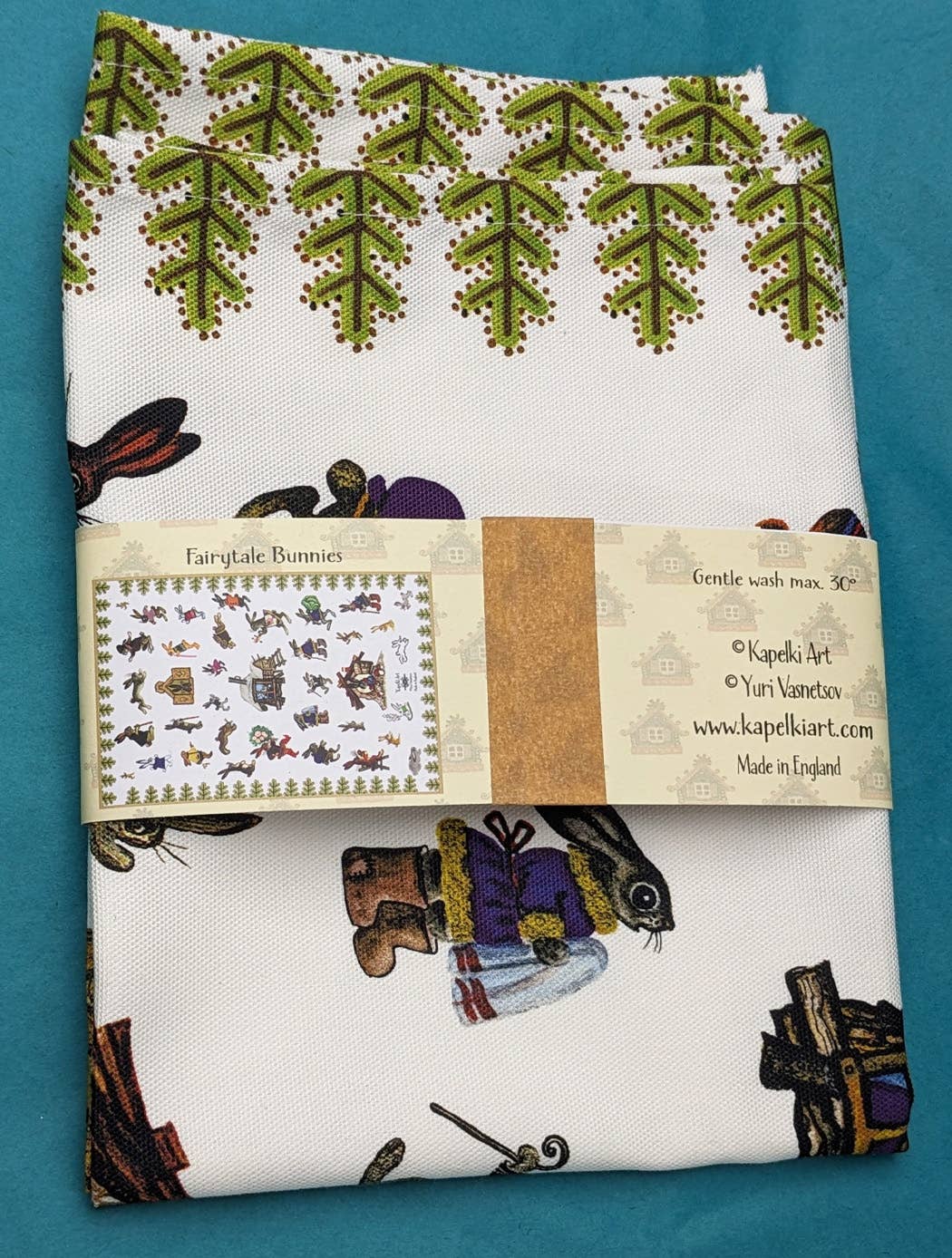 Kapelki Art - Wholesale Tea Towel - Fairytale Bunnies organic cotton tea towel3