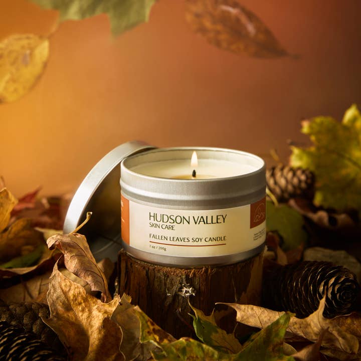 Hudson Valley Skin Care - Wholesale Jar/Filled Candle - Fallen Leaves Soy Wax Candle1