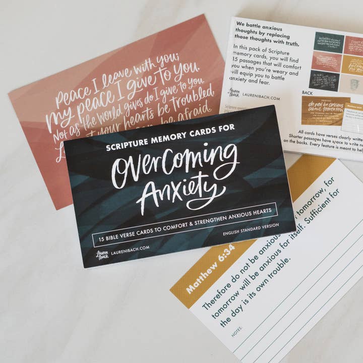 Scripture Memory Cards for Overcoming Anxiety for wholesale by Lauren Ibach