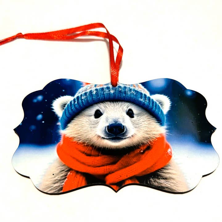 Décoration de Noël : ours polaire habillé pour l'hiver pour la vente par Ron Knight Entertainment, LLC