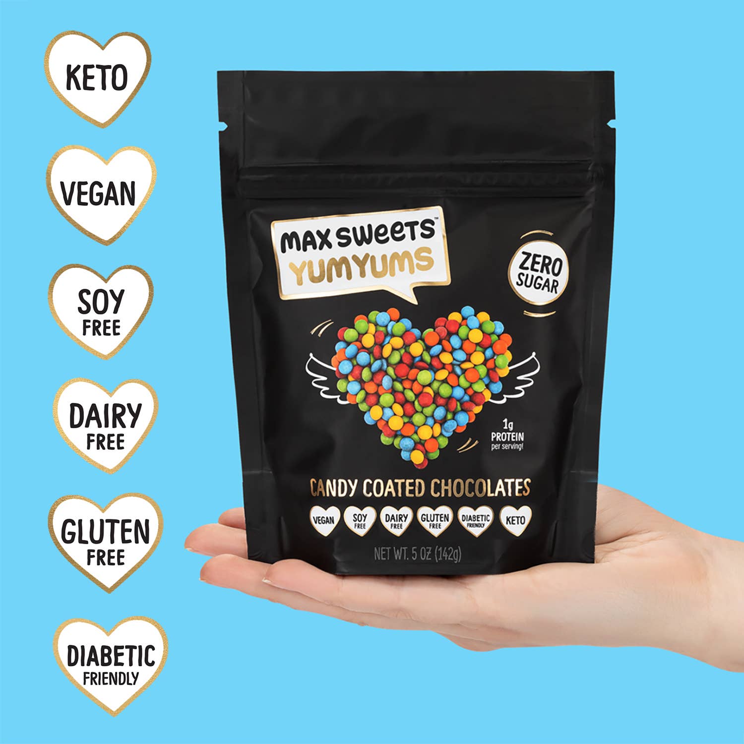 Max Sweets - Vendita all'ingrosso Dolci ricoperti di cioccolato - VEGAN Yum Yums - Cioccolatini ricoperti di caramelle senza zucchero