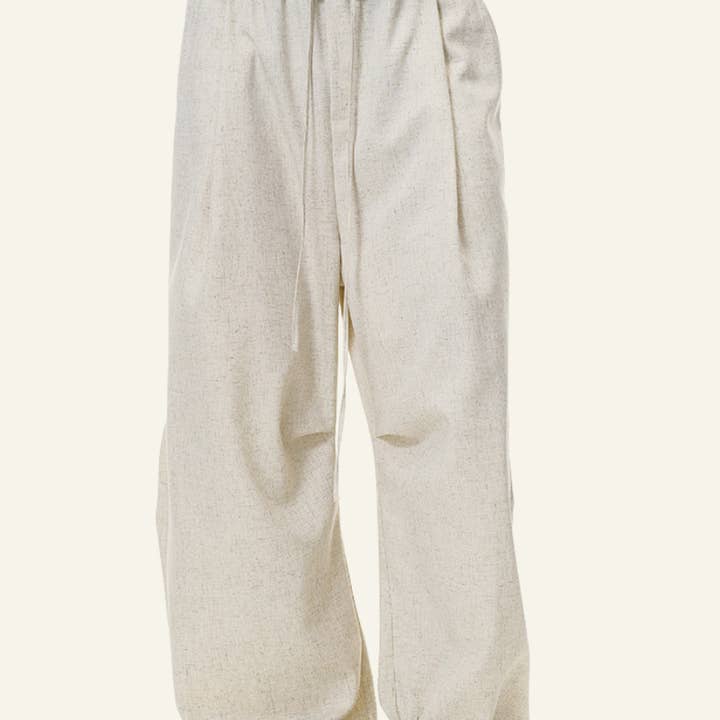 Pantalon large plissé en lin pour homme pour la vente par particleactive