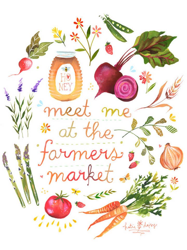 Farmers Market Print for wholesale by Katie Daisy