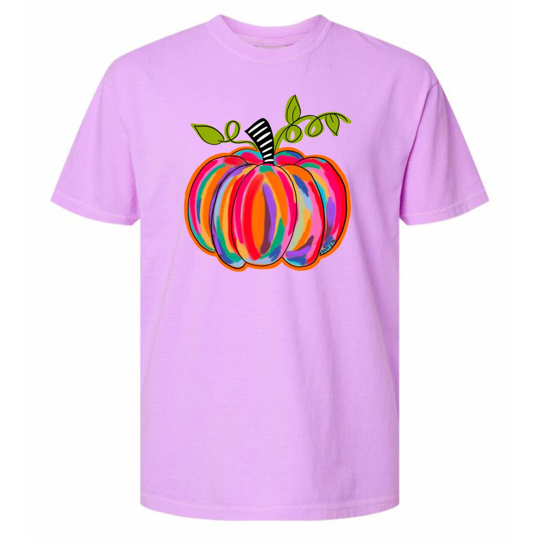 Baxter & Me - Wholesale Screen Printed T-Shirt - Women's - Colorful Pumpkin T-Shirt - Minimum 61