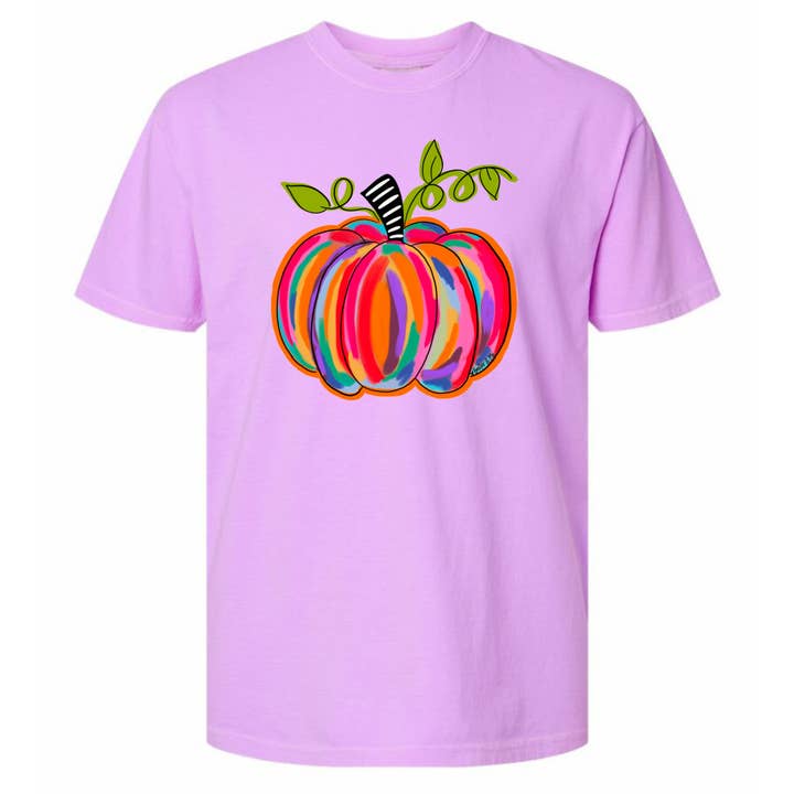 Baxter & Me - Wholesale Screen Printed T-Shirt - Women's - Colorful Pumpkin T-Shirt - Minimum 61