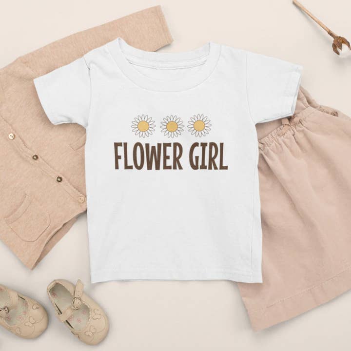 Retro Faded Flower Girl Tee - T Shirt, Sunflower Wedding for wholesale by Never Knew I Needed