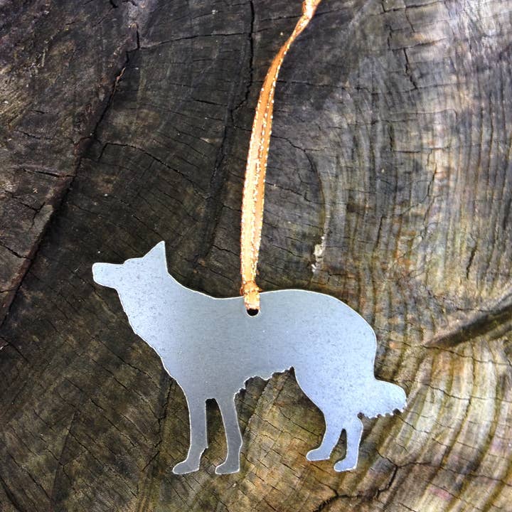 Border Collie Silhouette Ornament for wholesale by Burke Metal Work