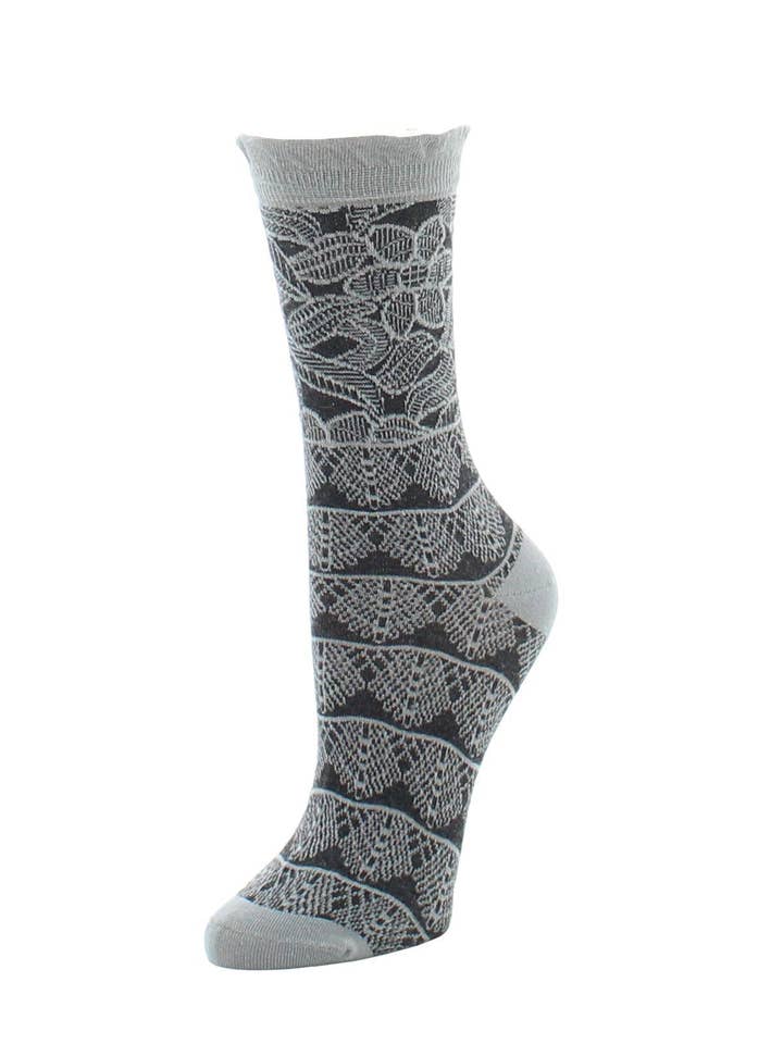 Infinity Classics International Inc. - Wholesale Socks – Women's - Natori Lace Trellis Cotton Blend Crew Socks1