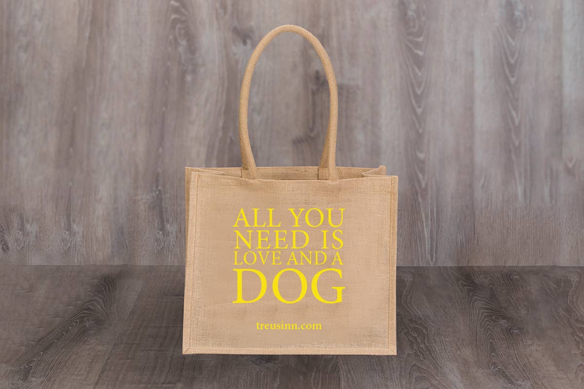 treusinn. - Wholesale Grocery/Shopping Bag - Shopper JUTE – All you need is Love and a Dog – Bag1