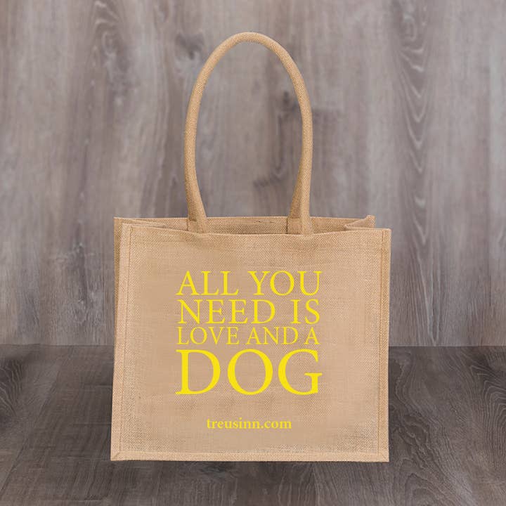 treusinn. - Wholesale Grocery/Shopping Bag - Shopper JUTE – All you need is Love and a Dog – Bag1