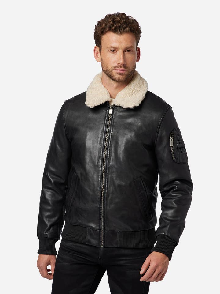 Blouson en cuir pour homme M- bomber en cuir d'agneau premium pour la vente par Ricano
