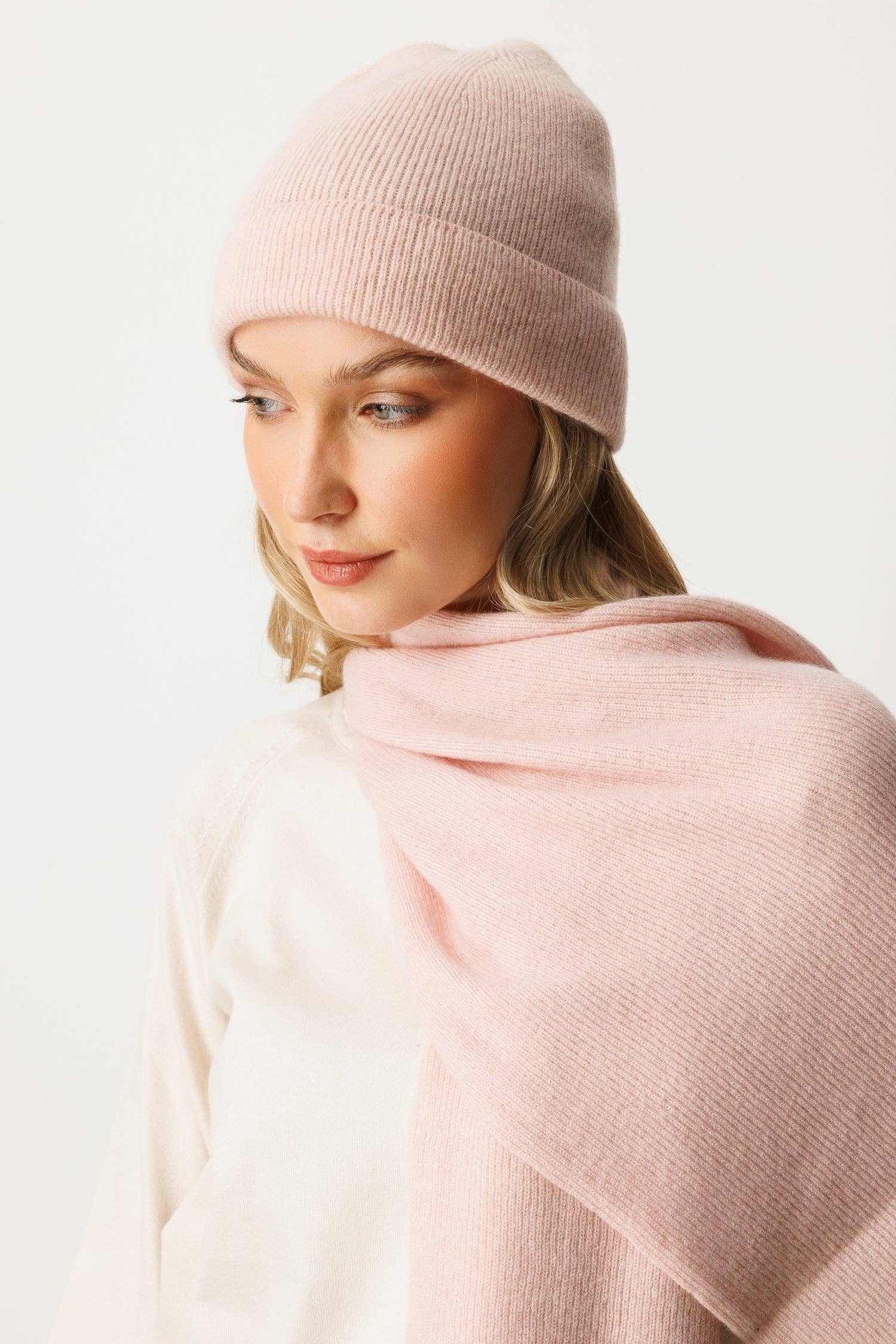 Mohair&Angora - Wholesale Beanie - Women's - Cashmere Beanie&Scarf Set - Pink1