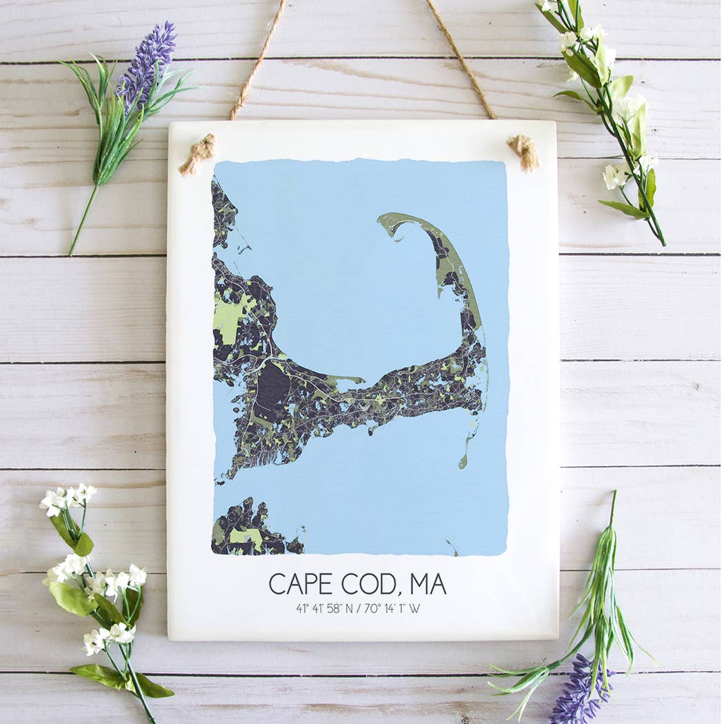 Sparks House Co. - Wholesale Sign - Cape Cod Massachusetts Map Tile Sign - Ceramic Tile Sign15