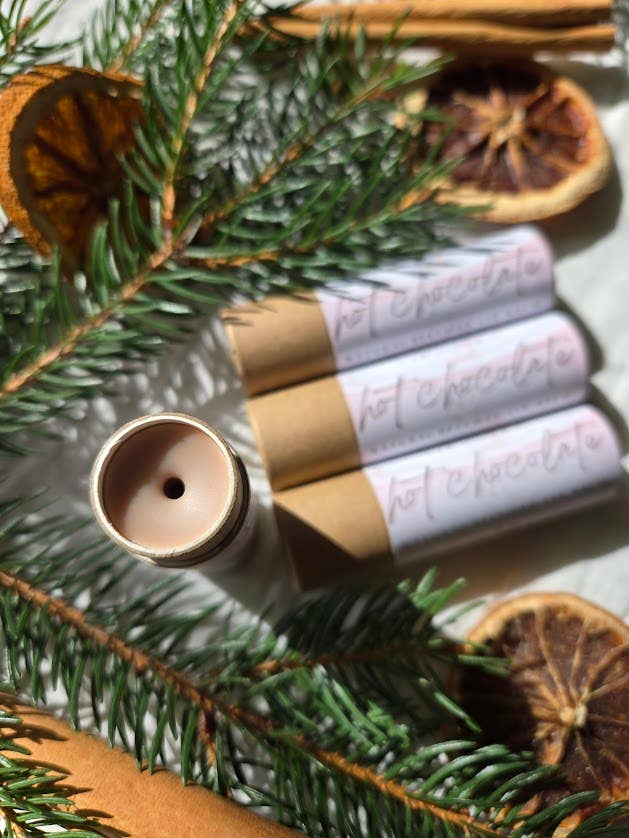 Bluebird Farms Apothecary - Wholesale Lip Balm - Peppermint Hot Chocolate Lip Balm PlasticFree Essential Oils2