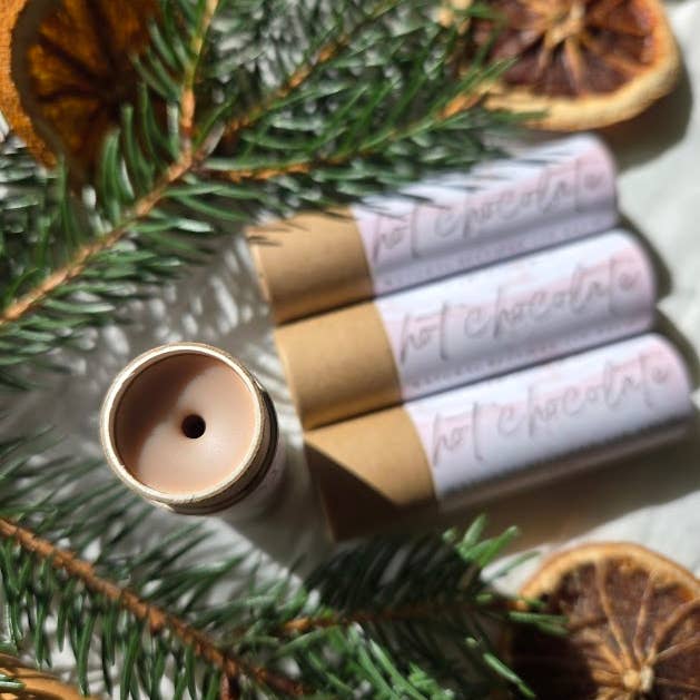 Bluebird Farms Apothecary - Wholesale Lip Balm - Peppermint Hot Chocolate Lip Balm PlasticFree Essential Oils2